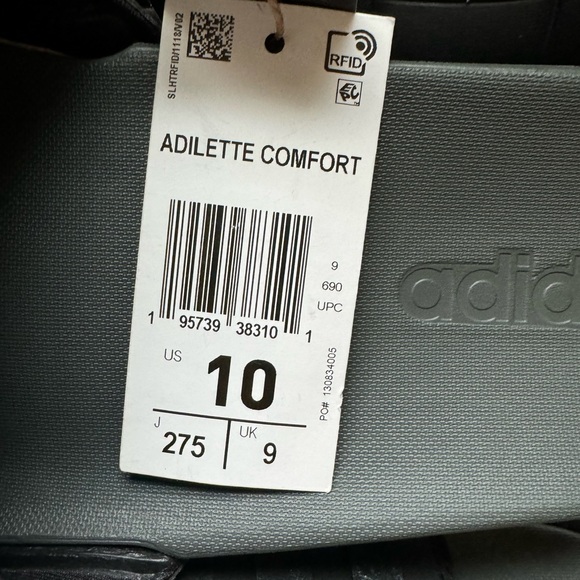 ADIDAS WOMENS ADILETTE COMFORT SLIDE SANDAL ALL BLACK SIZE 10 GX4303 NWT COMFY! - Picture 5 of 6